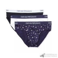 Quần lót nam Emporio Armani Pure Cotton Brief 3-pack Marine/Printed Eclipse/White